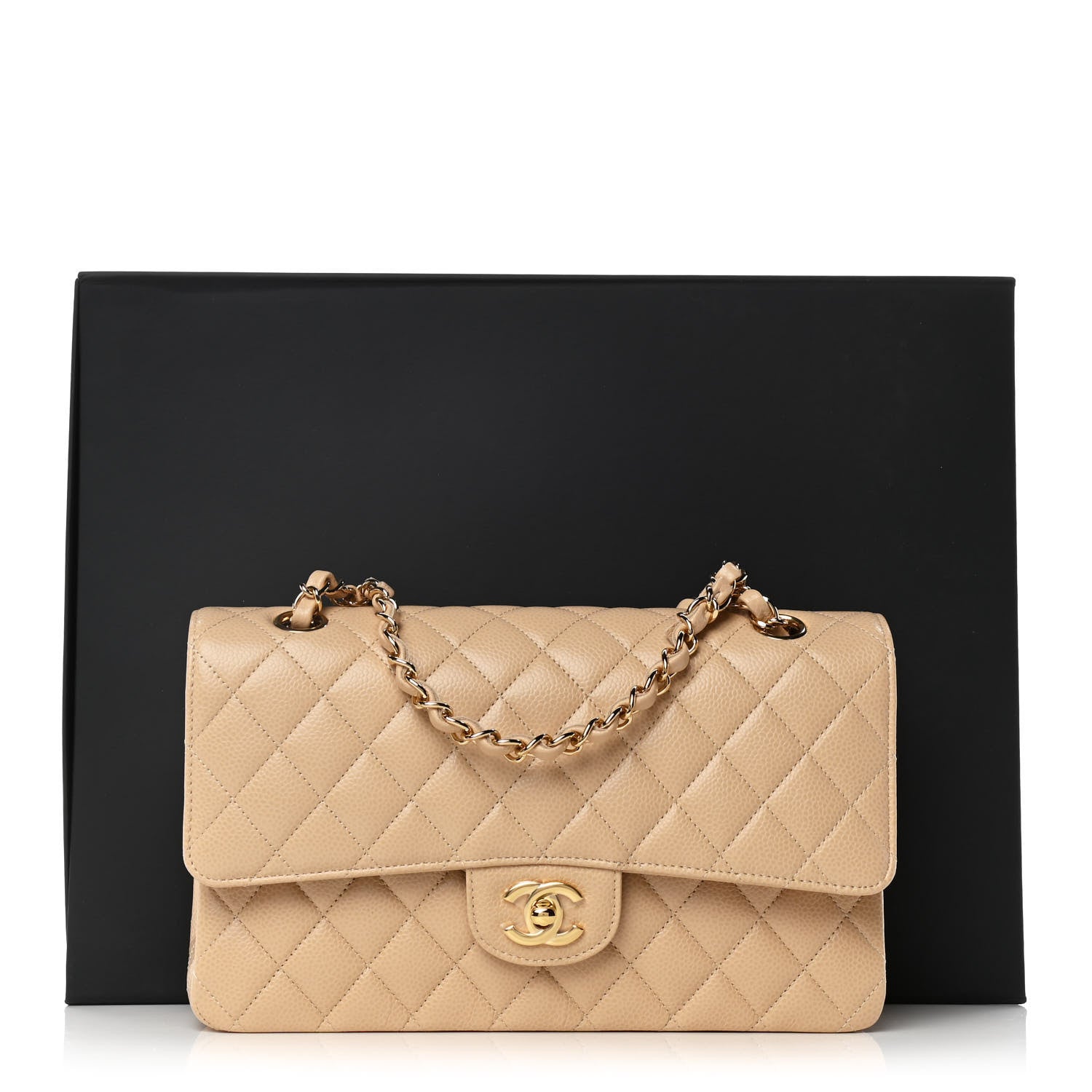 Chanel Caviar Quilted Medium Double Flap Beige 11 of 11