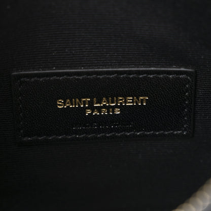 Saint Laurent Grain De Poudre Chevron Monogram Bill Pouch Black 6 of 11