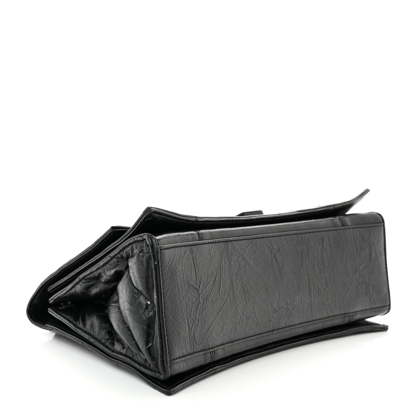 Crushed Calfskin Quilted Matte Black Hardware Medium Crush Chain Bag Black