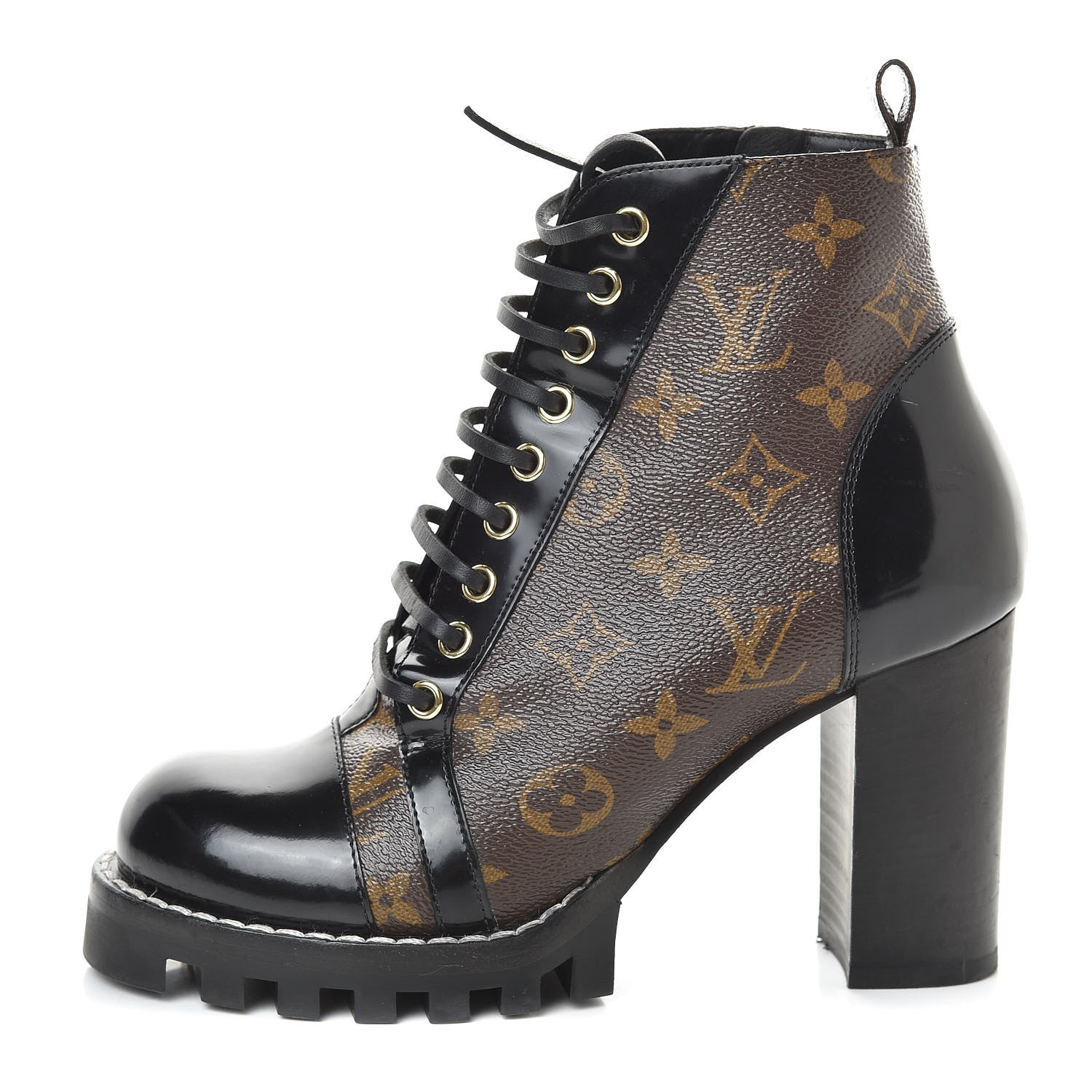 Louis Vuitton Patent Calfskin Monogram Star Trail Ankle Boots 38 Black 1 of 8