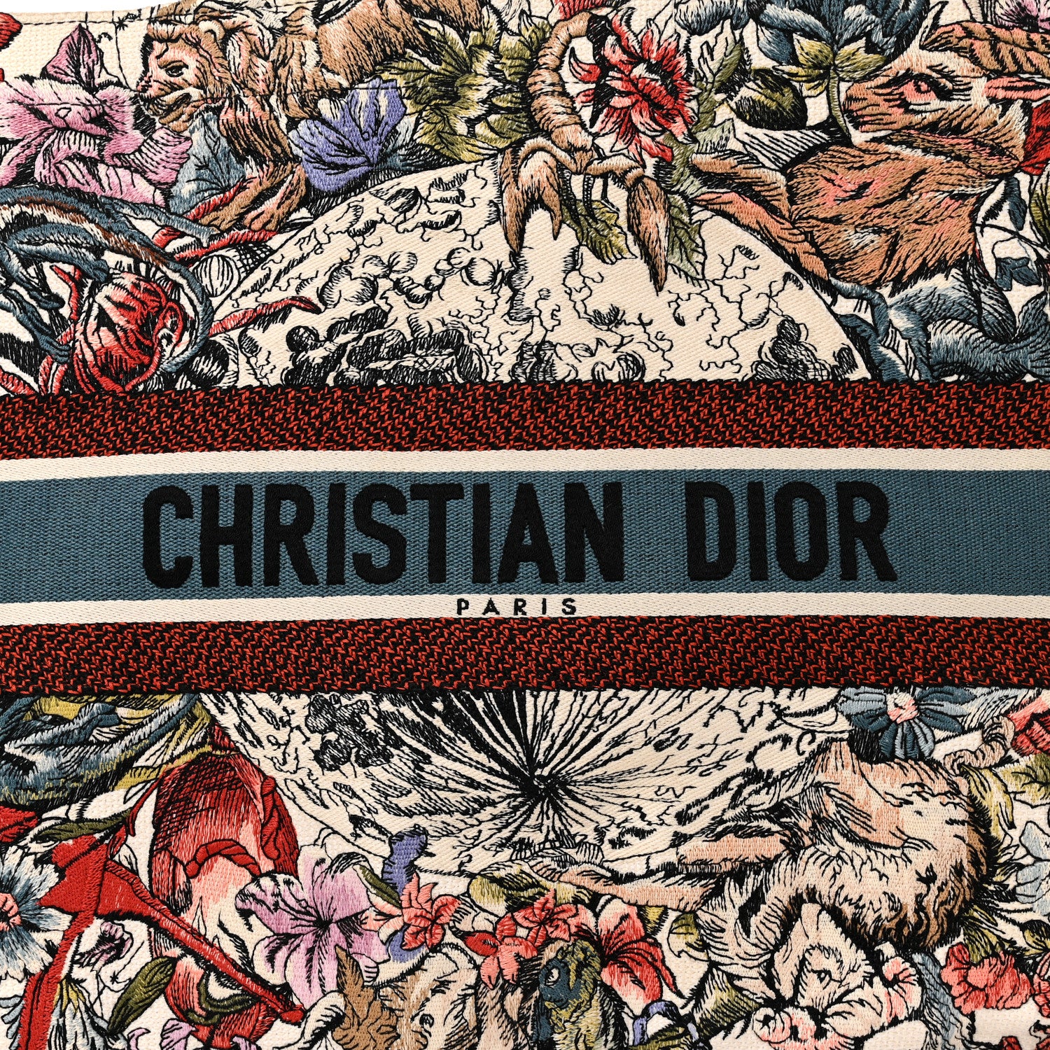 Christian Dior Canvas Embroidered Large Zodiac Book Tote Latte Multicolor 8 of 15