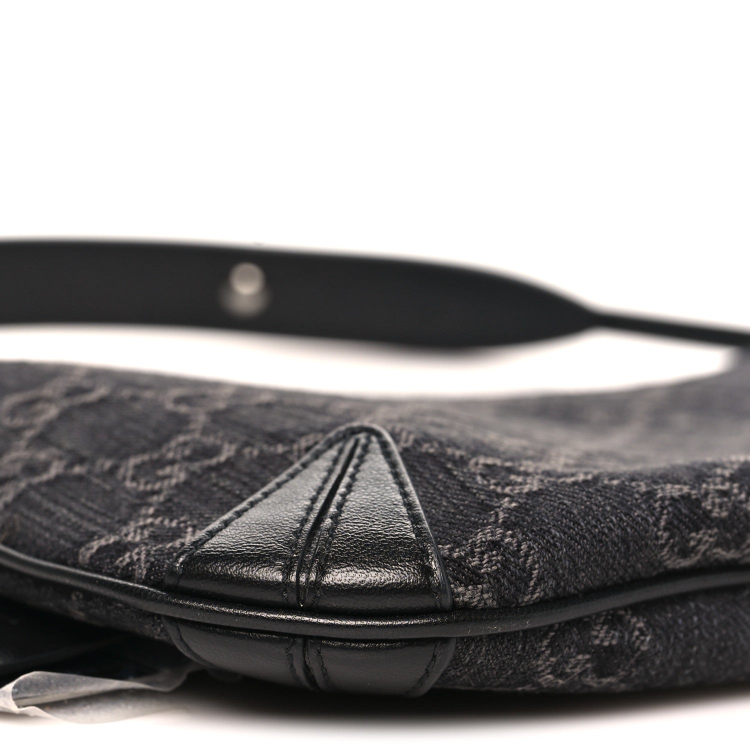 Gucci Jacquard Black Denim GG Monogram Horsebit Slim Small Shoulder Bag Black Grey 9 of 10