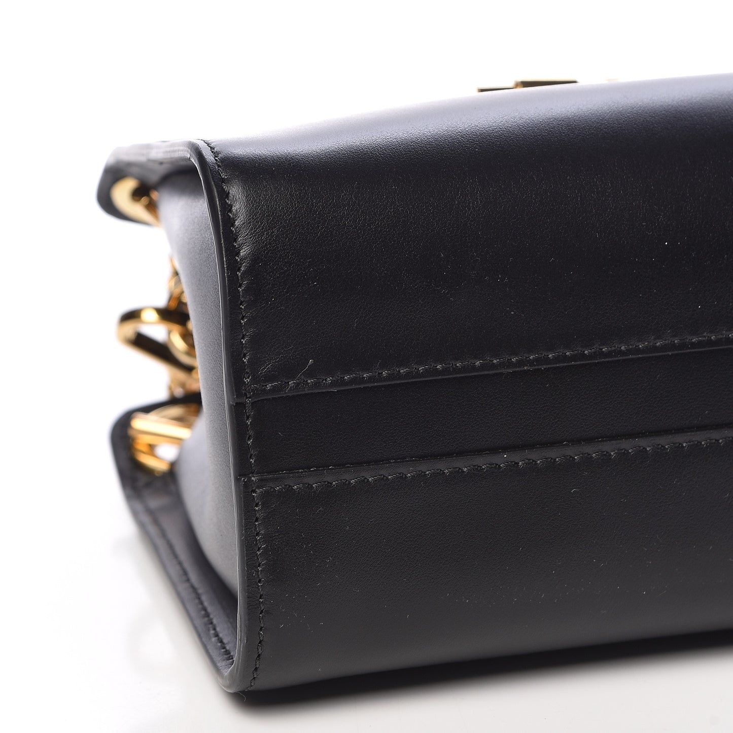 Shiny Calfskin Mini Annie Shoulder Bag Black