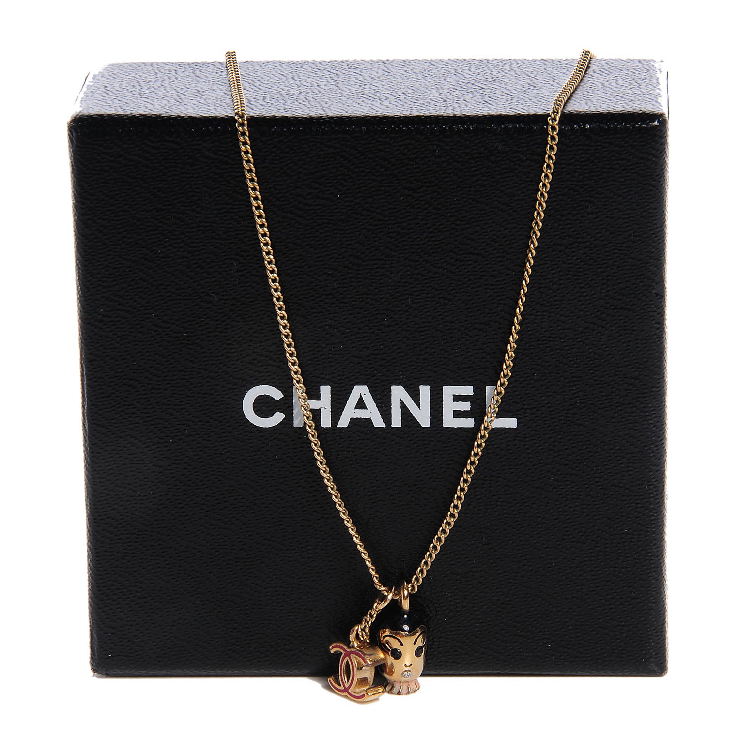 Chanel Enamel CC Doll Necklace Gold 4 of 5