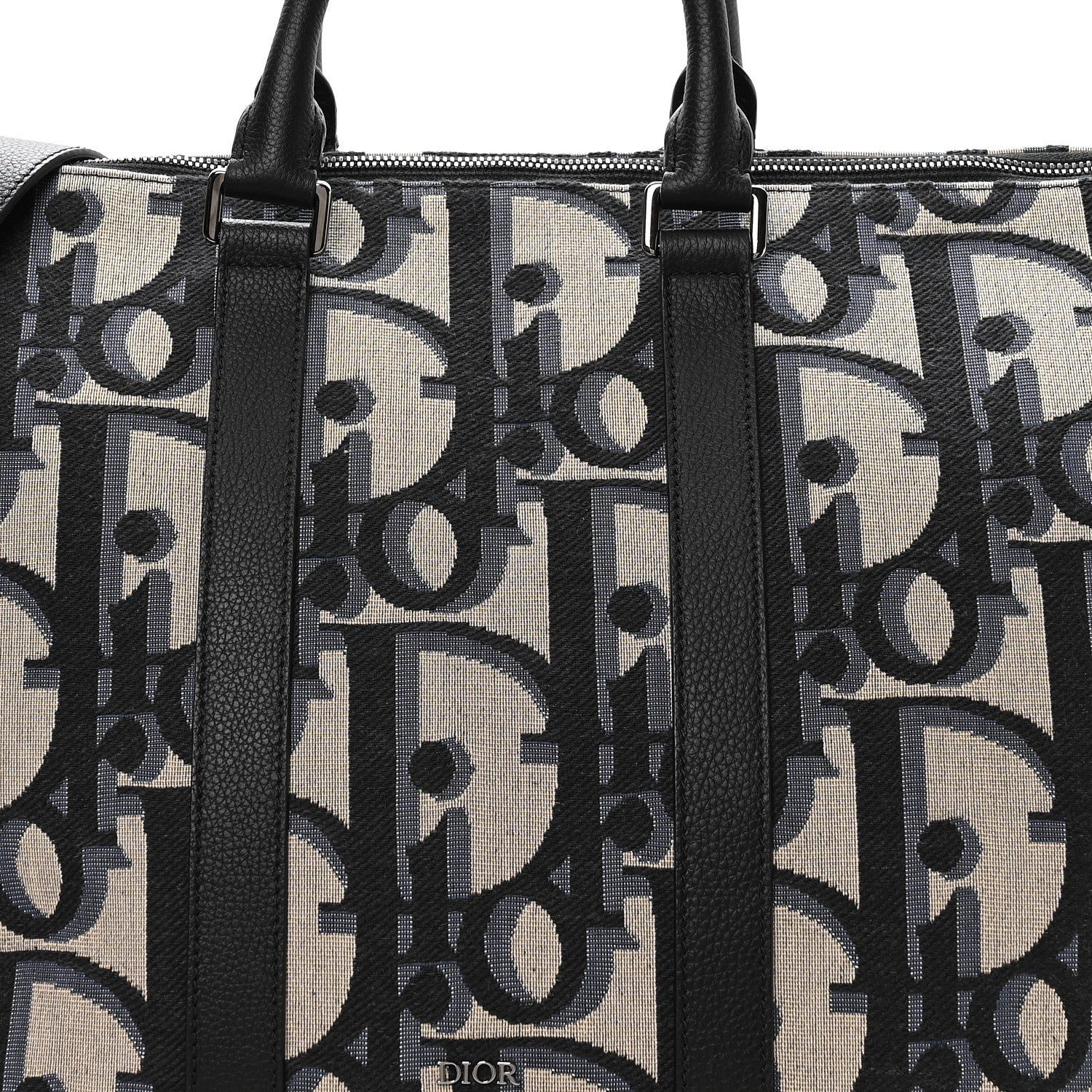 Christian Dior Maxi Oblique Jacquard Weekender 40 Beige Black 7 of 9
