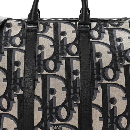Christian Dior Maxi Oblique Jacquard Weekender 40 Beige Black 7 of 9