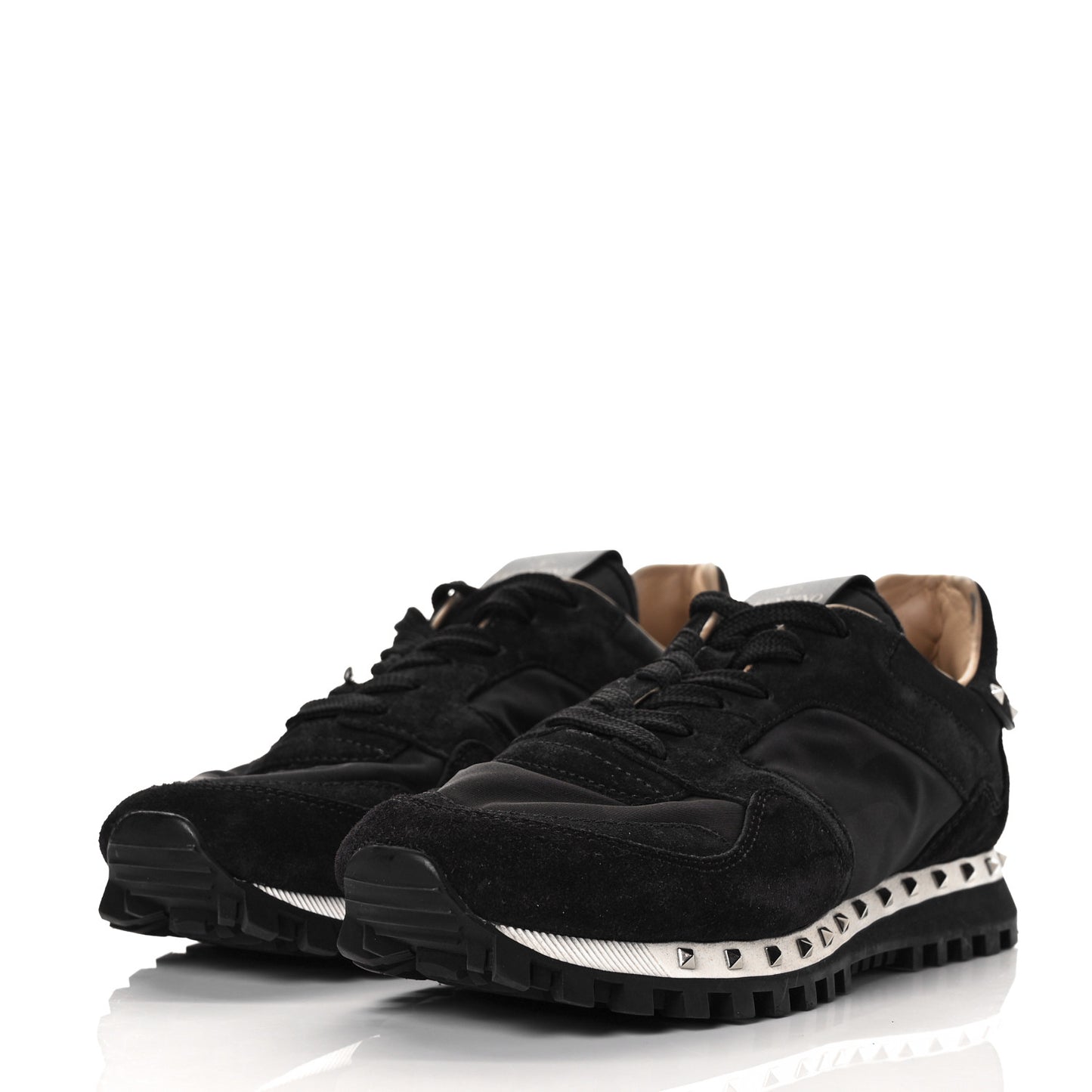 Suede Nylon Camouflage Womens Soul Rockstud Sneakers 38 Black
