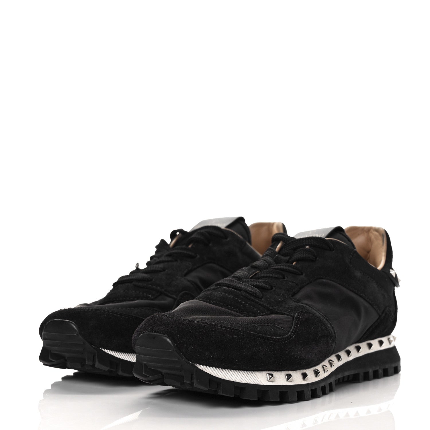 Valentino Garavani Suede Nylon Camouflage Womens Soul Rockstud Sneakers 38 Black 6 of 16