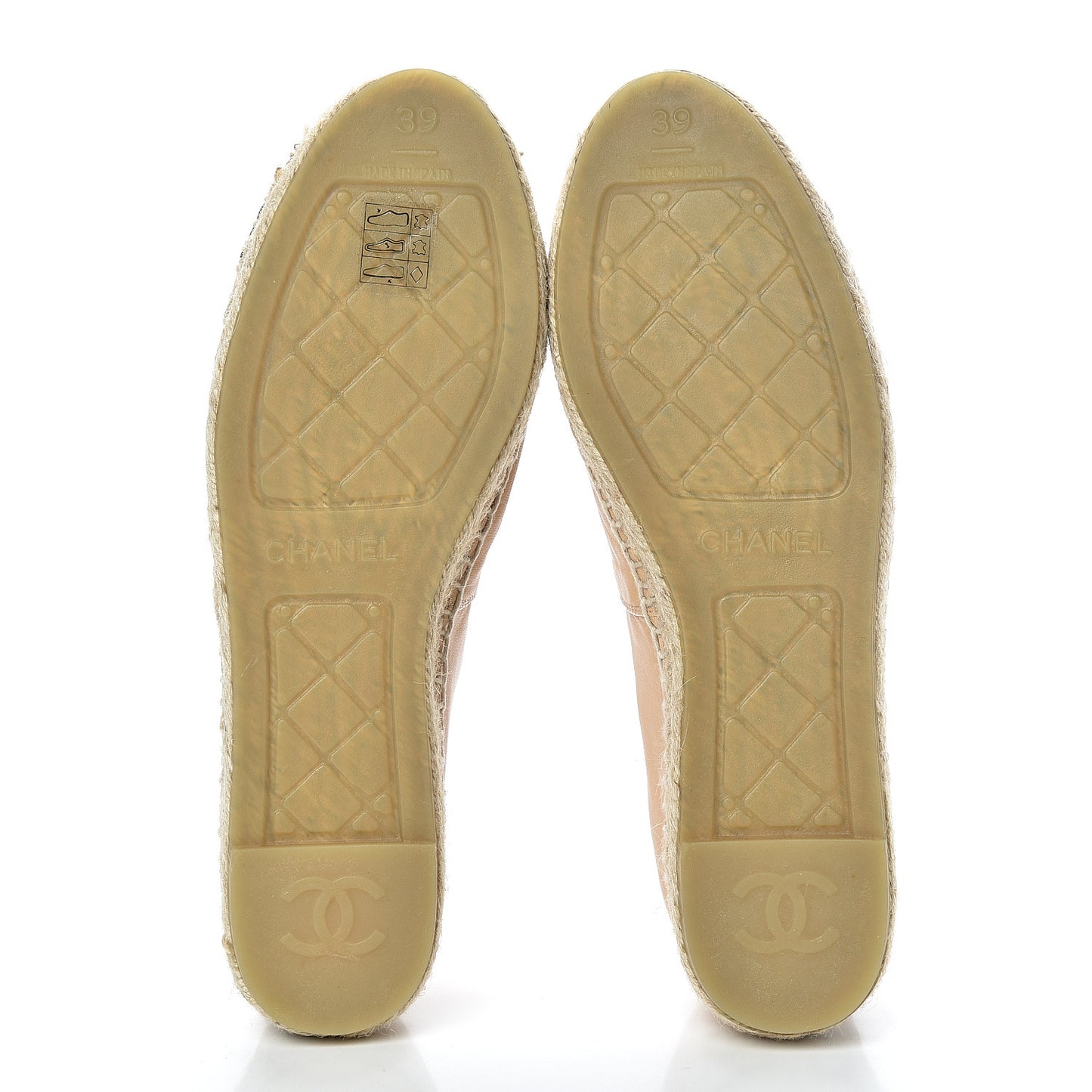 Lambskin CC Espadrilles 39 Beige Black