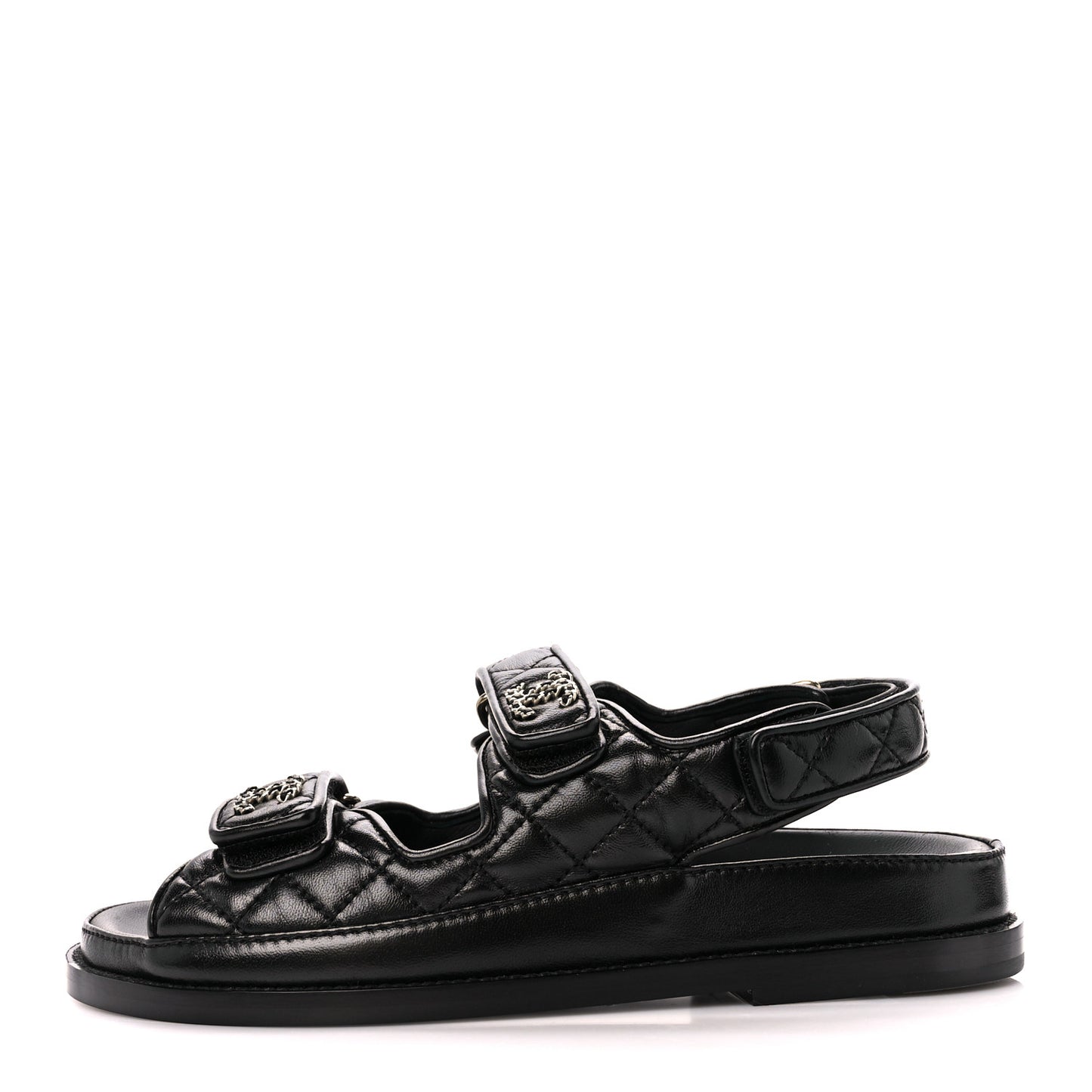 Lambskin Velcro Dad Sandals 36 Black