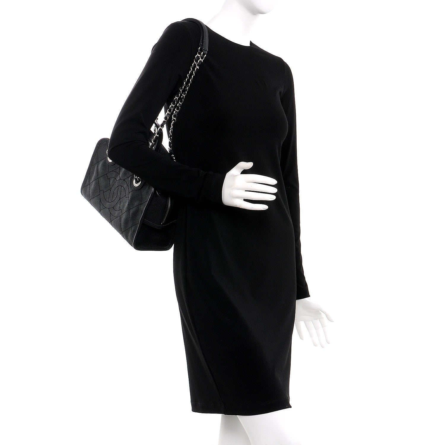 Chanel Caviar Quilted Small Deauville Bowling Bag Black 2 of 7