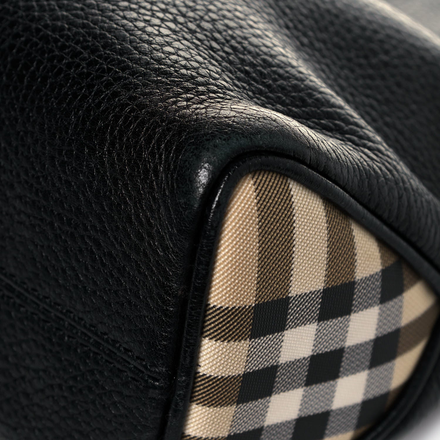 Burberry Grainy Calfskin House Check Horn Toggle Shoulder Bag Black 8 of 10