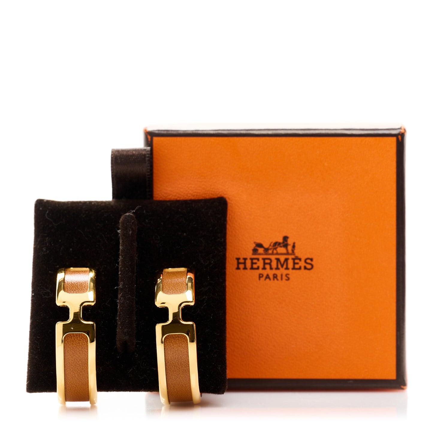 Box Calfskin Olympe Hoop Earrings Cannelle