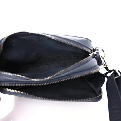 Christian Dior Grained Calfskin Double Zip Crossbody Pouch Blue 10 of 20