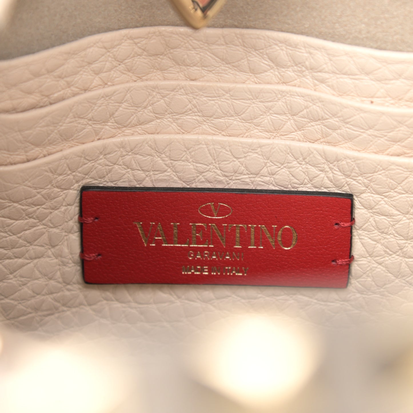 Pebbled Calfskin Rockstud Bucket Bag White