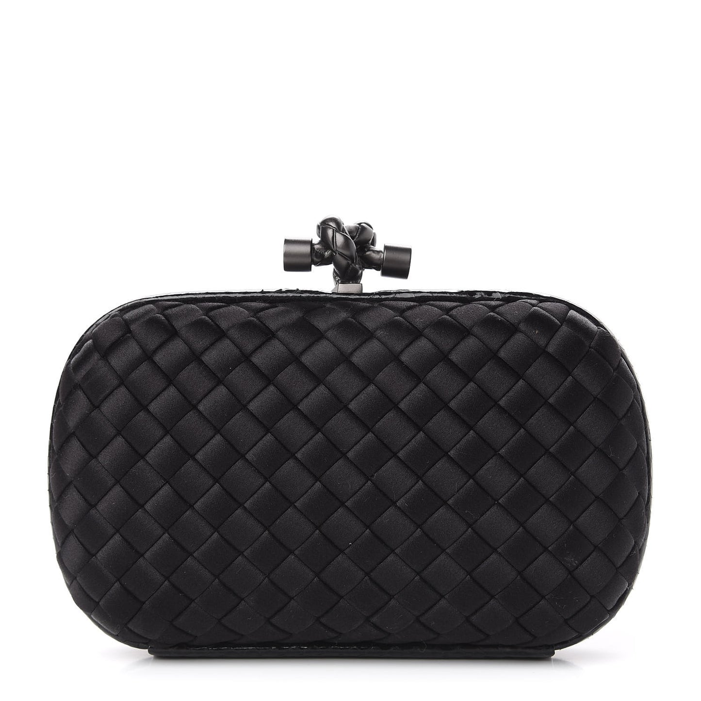 Satin Intreccio Impero Ayers Knot Clutch Black