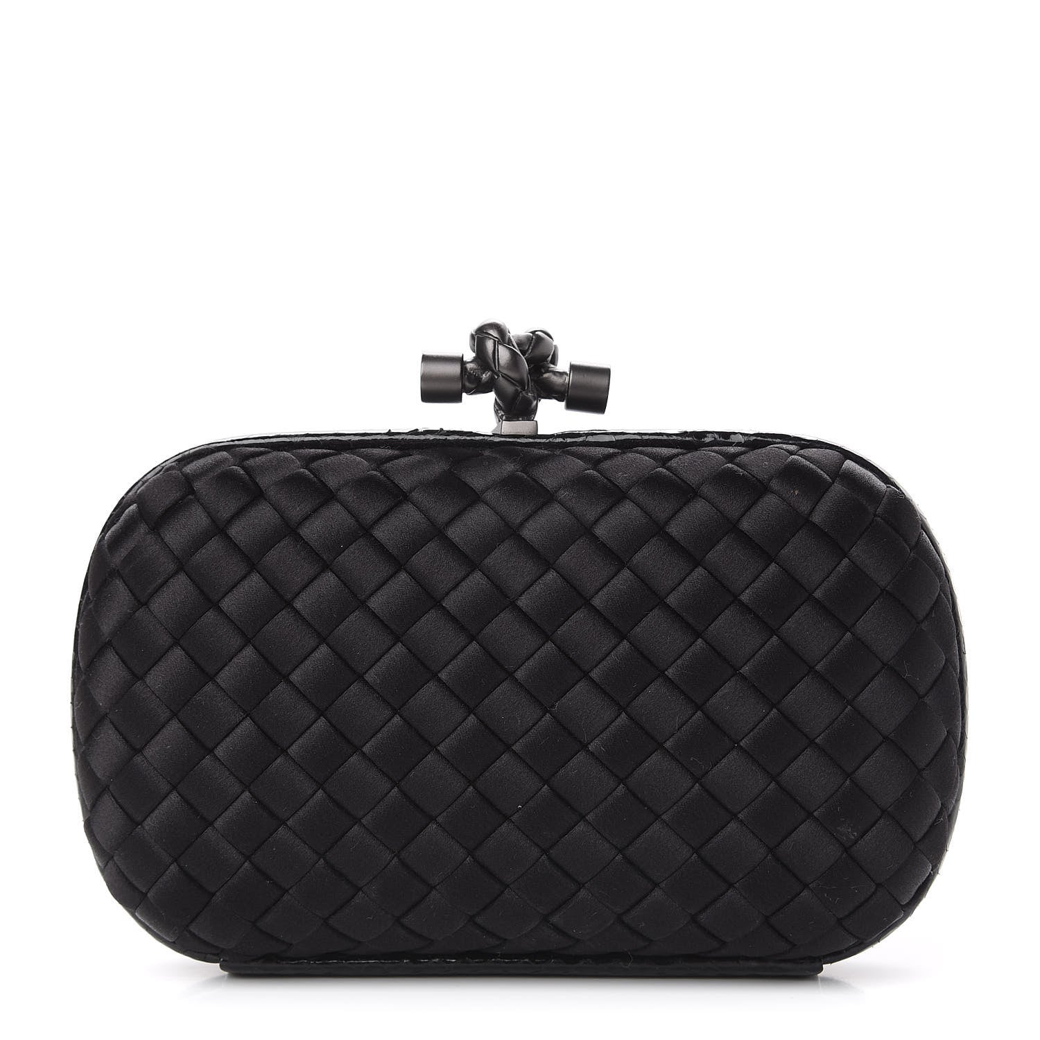 Bottega Veneta Satin Intreccio Impero Ayers Knot Clutch Black 1 of 8