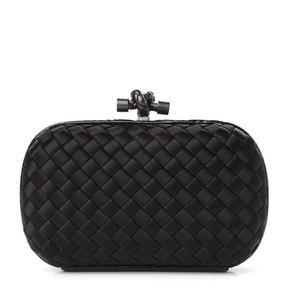 Bottega Veneta Satin Intreccio Impero Ayers Knot Clutch Black 1 of 8