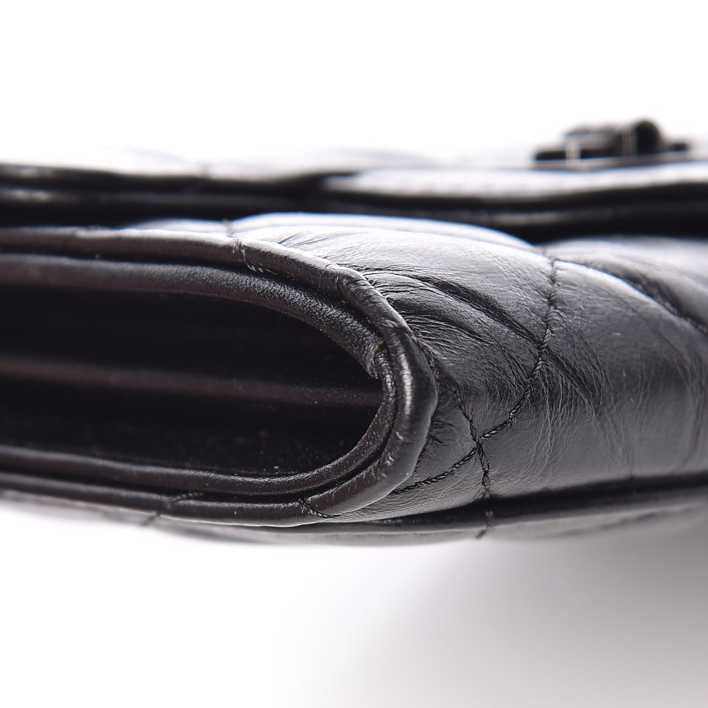 Aged Calfskin Quilted Reissue Flap Card Holder Wallet So Black