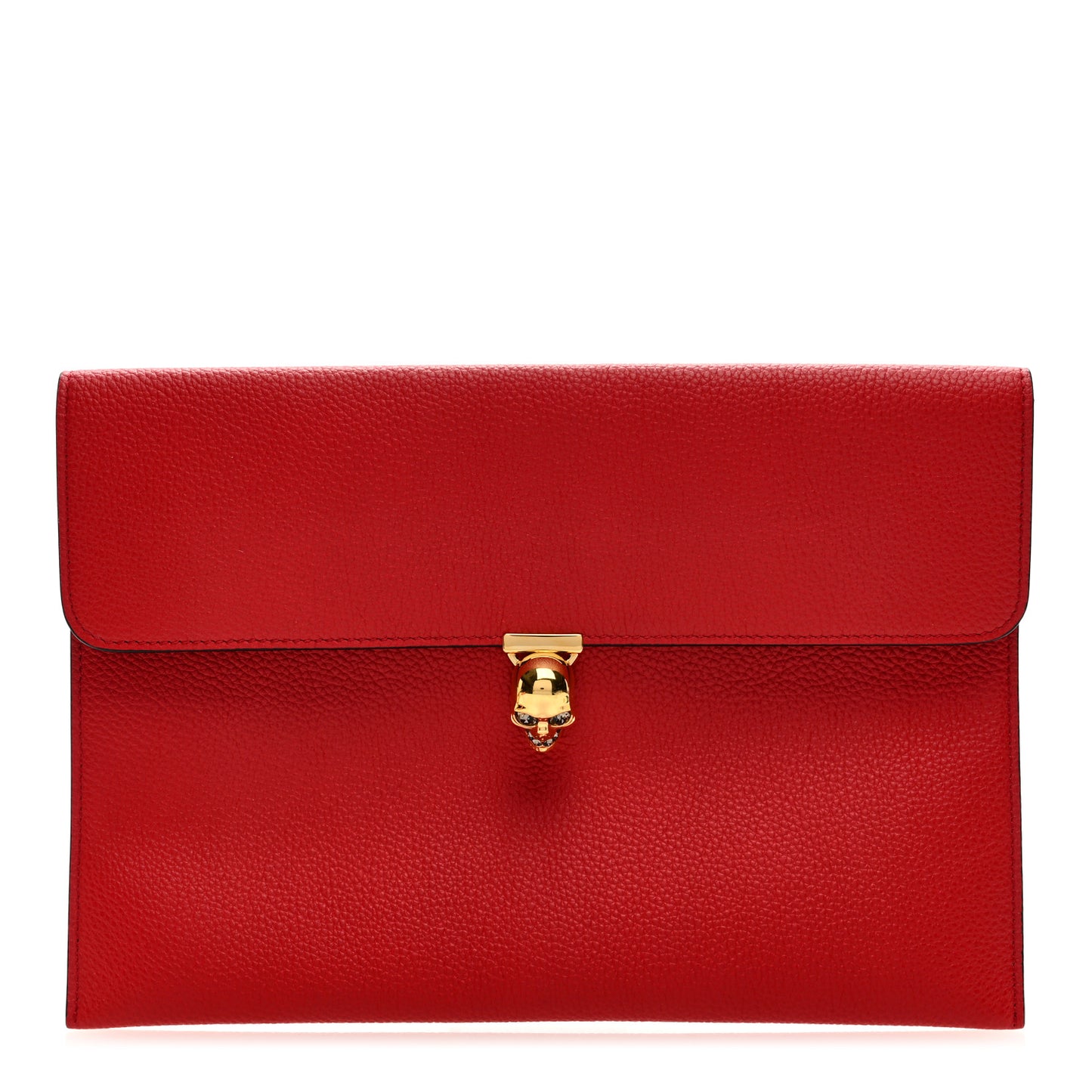 Calfskin Skull Clutch Red