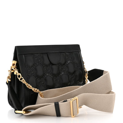 Gucci Calfskin GG Matelasse Small Slim Chain Shoulder Bag Black Natural 3 of 11