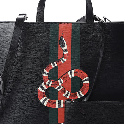 Gucci Calfskin Kingsnake Print Vertical Tote Black 8 of 8