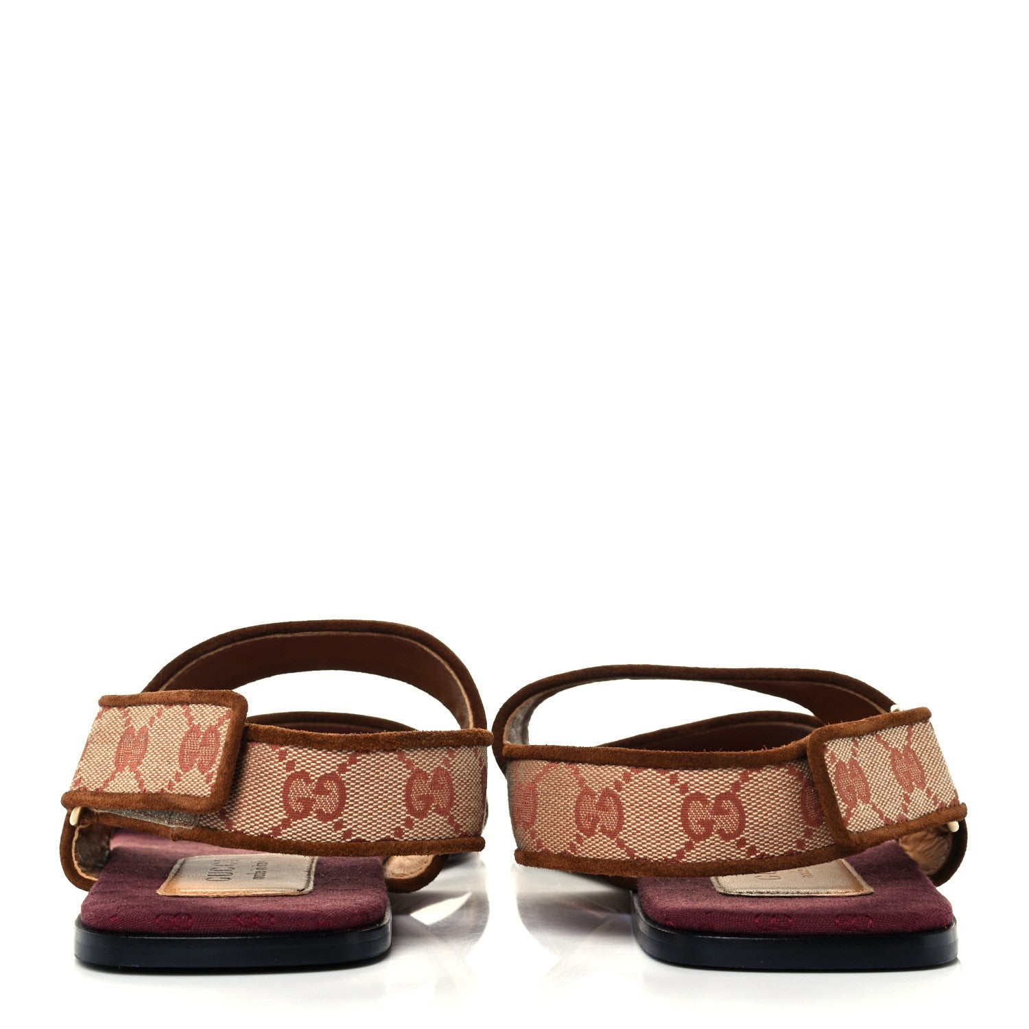 Gucci Canvas GG Monogram Mens Slingback Flat Sandals 9 Beige Ruggine Cuir 6 of 10