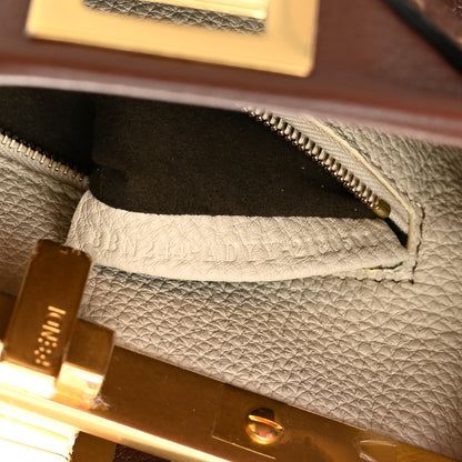 Fendi Cuoio Romano Snakeskin Selleria Bi-Color Mini Peekaboo Iconic Satchel Ghianda Camelia White 8 of 13