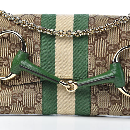 Gucci Monogram Web Small Horsebit Chain Clutch Green 12 of 12