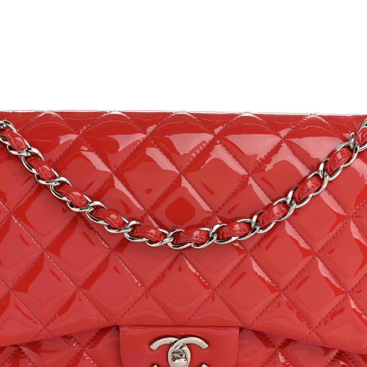 Chanel Patent Quilted Jumbo Double Flap Pink 8 of 16