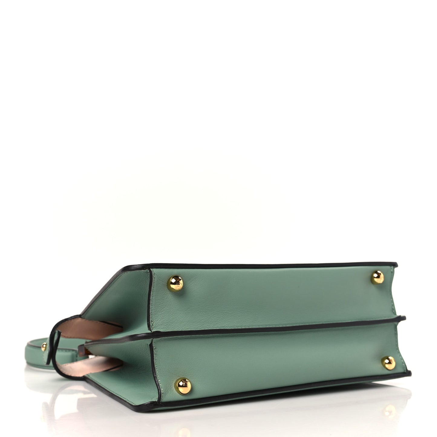 Vitello Seta Shiny Nappa Plexiglass Small Peekaboo I SEE U Satchel Menta Light Rose