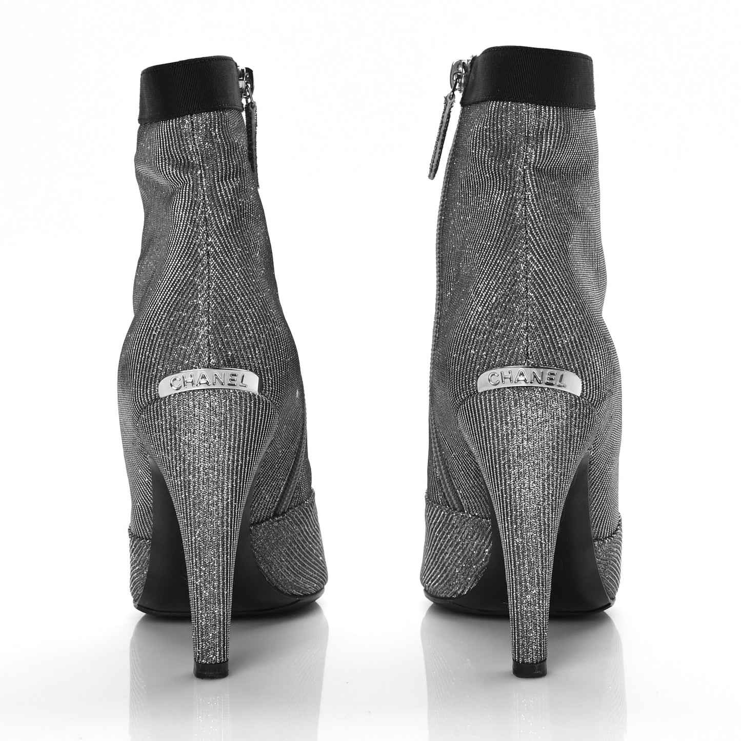 Micro Sequins Cap Toe Short Ankle Boots 37 Silver