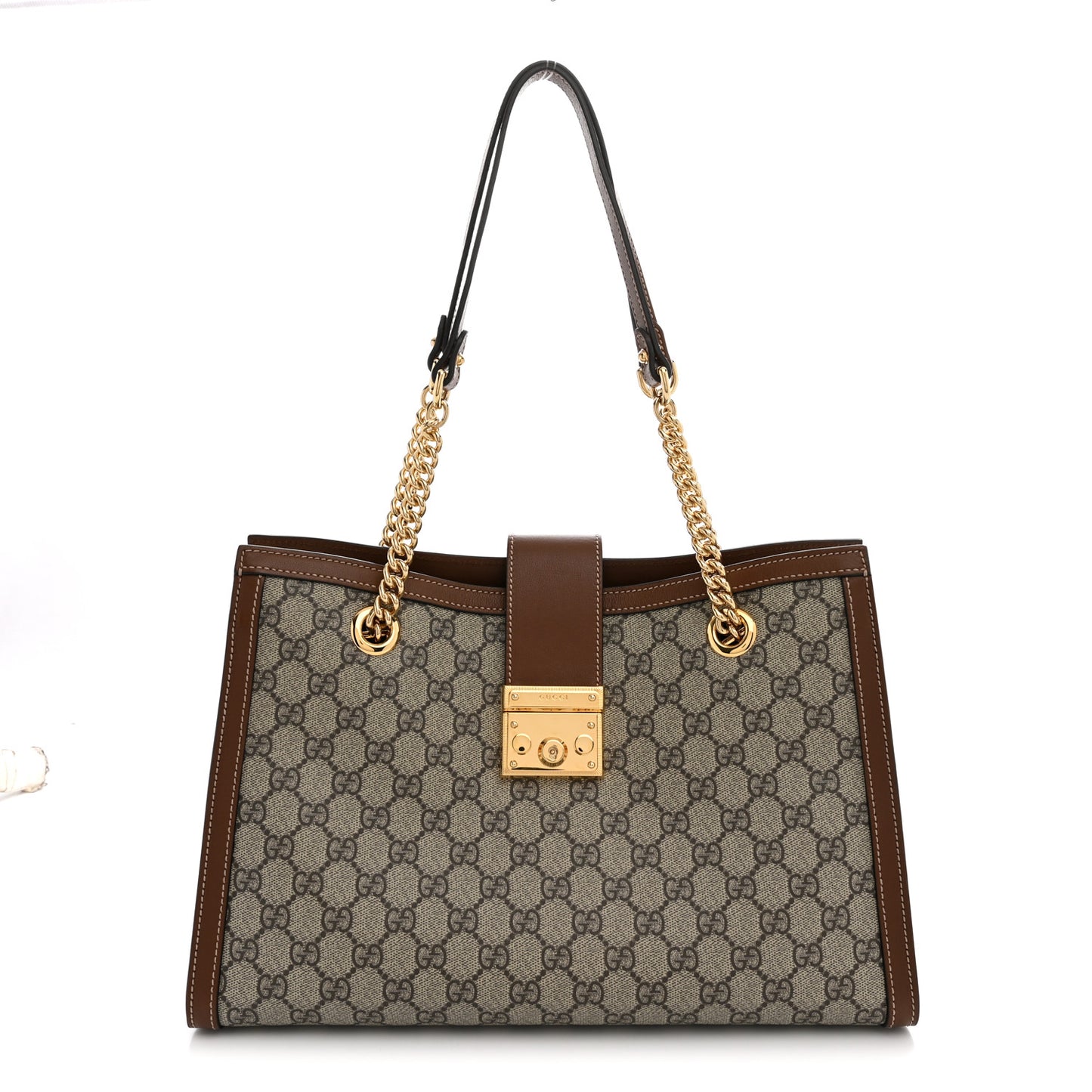 GG Supreme Monogram Medium Padlock Tote Beige Cuir