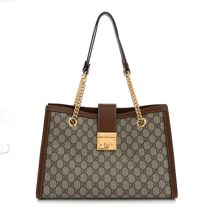 Gucci GG Supreme Monogram Medium Padlock Tote Beige Cuir 1 of 10