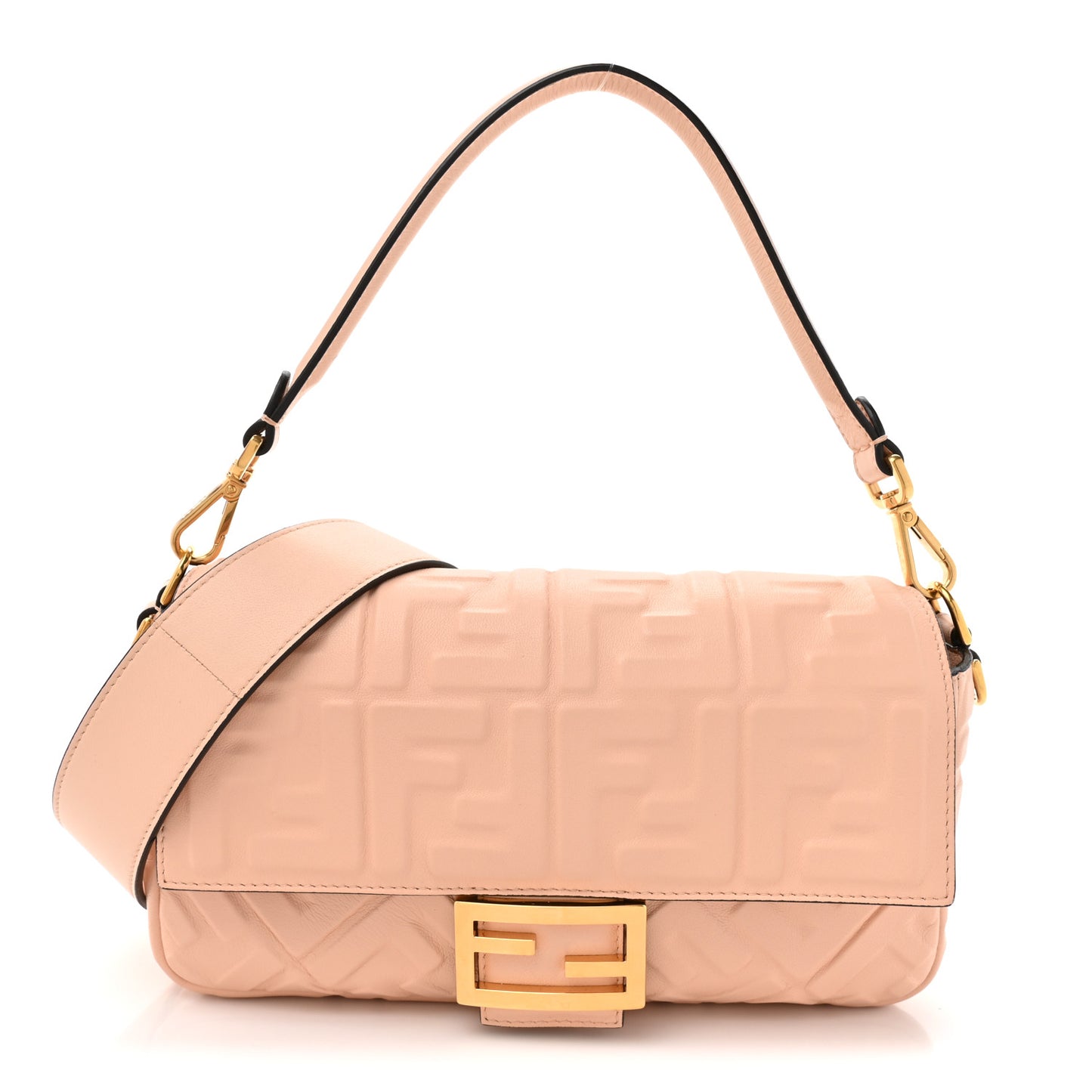 Nappa FF 1974 Embossed Baguette Baby Pink