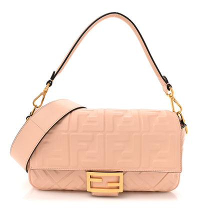 Fendi Nappa FF 1974 Embossed Baguette Baby Pink 1 of 12