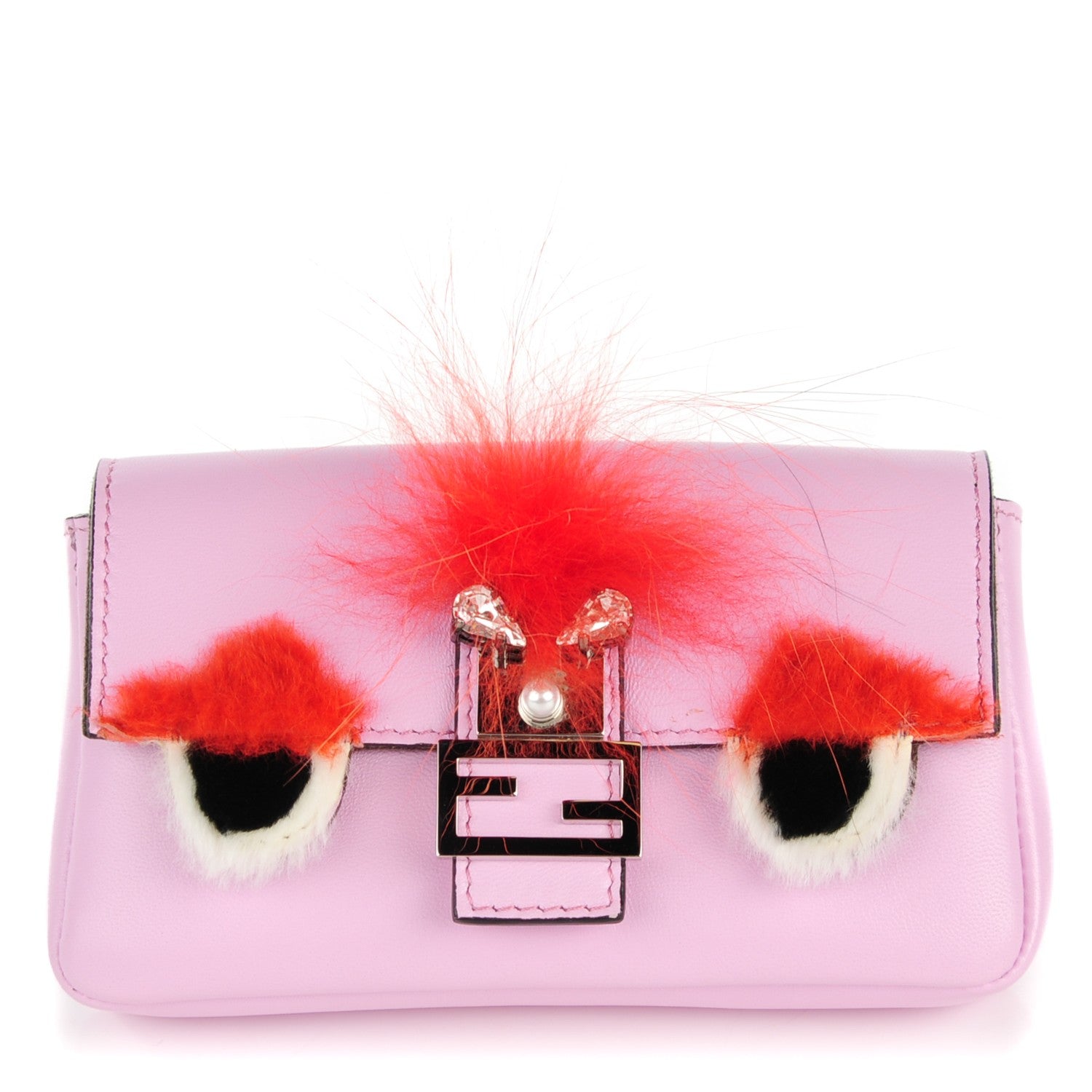 Fendi Nappa Rabbit Fox Fur Micro Buggie Baguette Lavanda 1 of 8