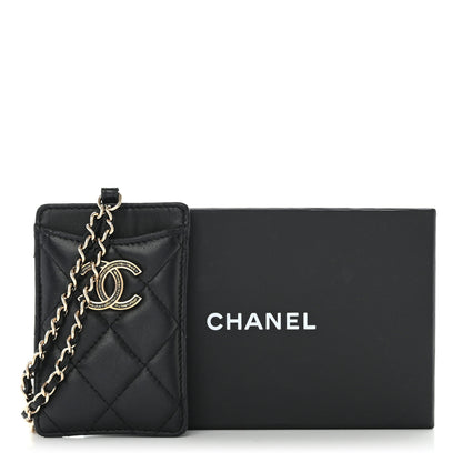 Chanel Lambskin Quilted Glitter Card Holder On Chain Black 10 of 10