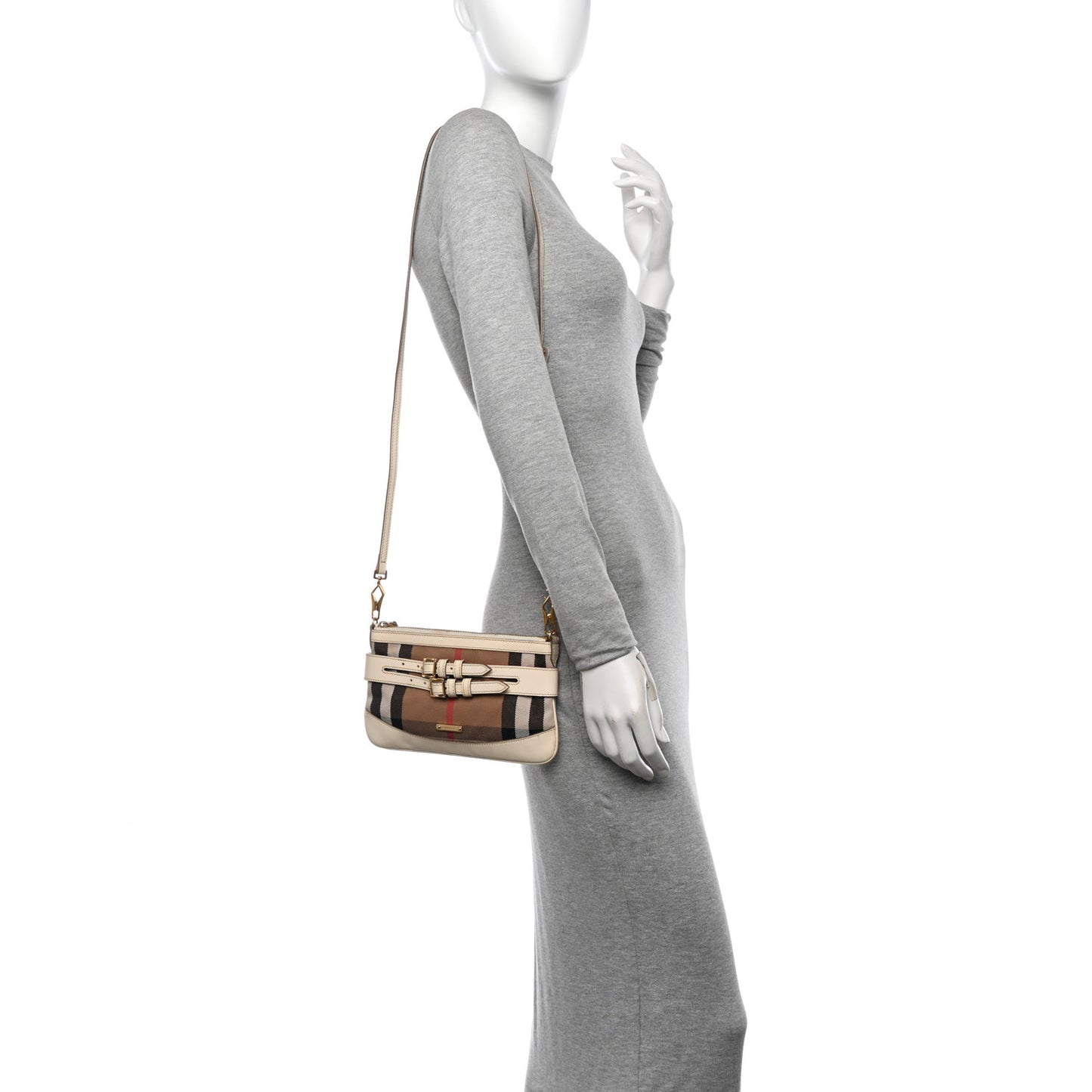 House Check Bridle Calfskin Peyton Crossbody White