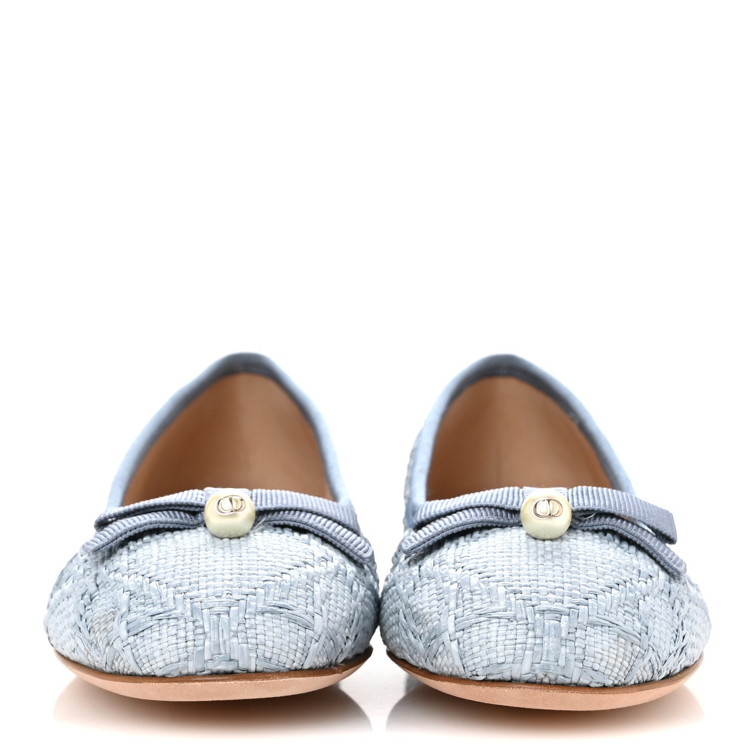 Christian Dior Raffia Cannage Ballet Flat 37 Bleu Pastel 3 of 10