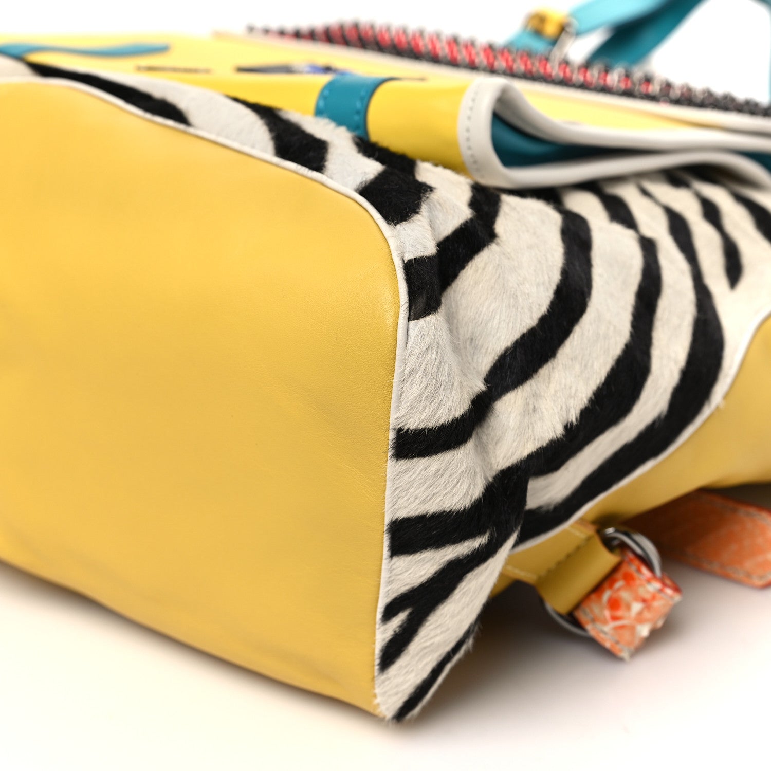 Christian Louboutin Pony Hair Calfskin Snakeskin Spikes Zebra Print Syd Backpack Multicolor 9 of 11
