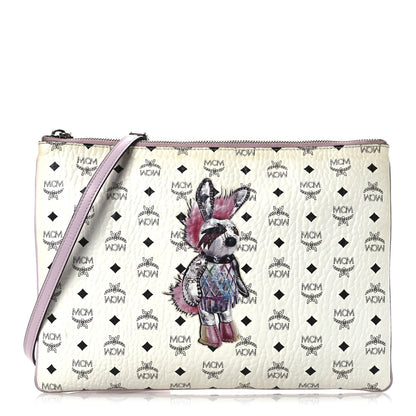 MCM Visetos Medium Punk Rabbit Crossbody Pouch White 1 of 12