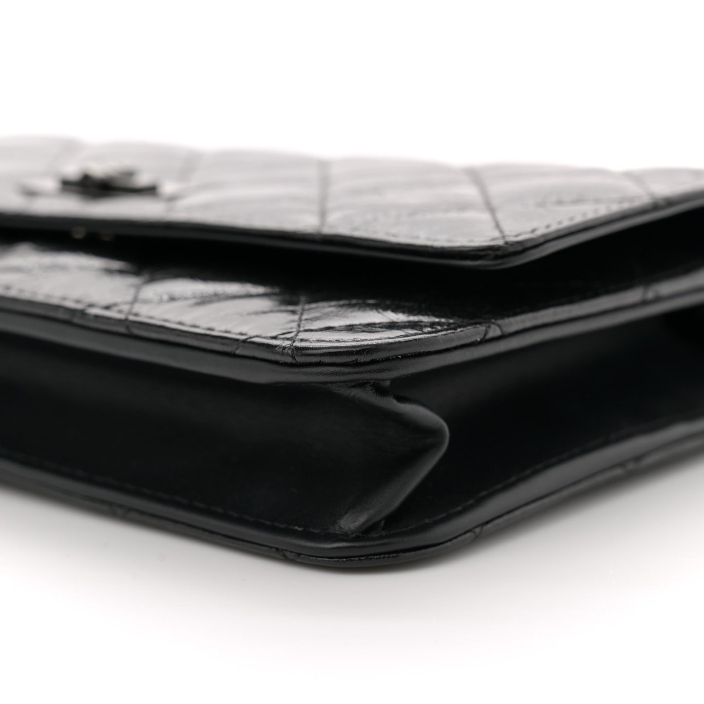 Glazed Aged Calfskin Reissue Wallet On Chain WOC  So Black