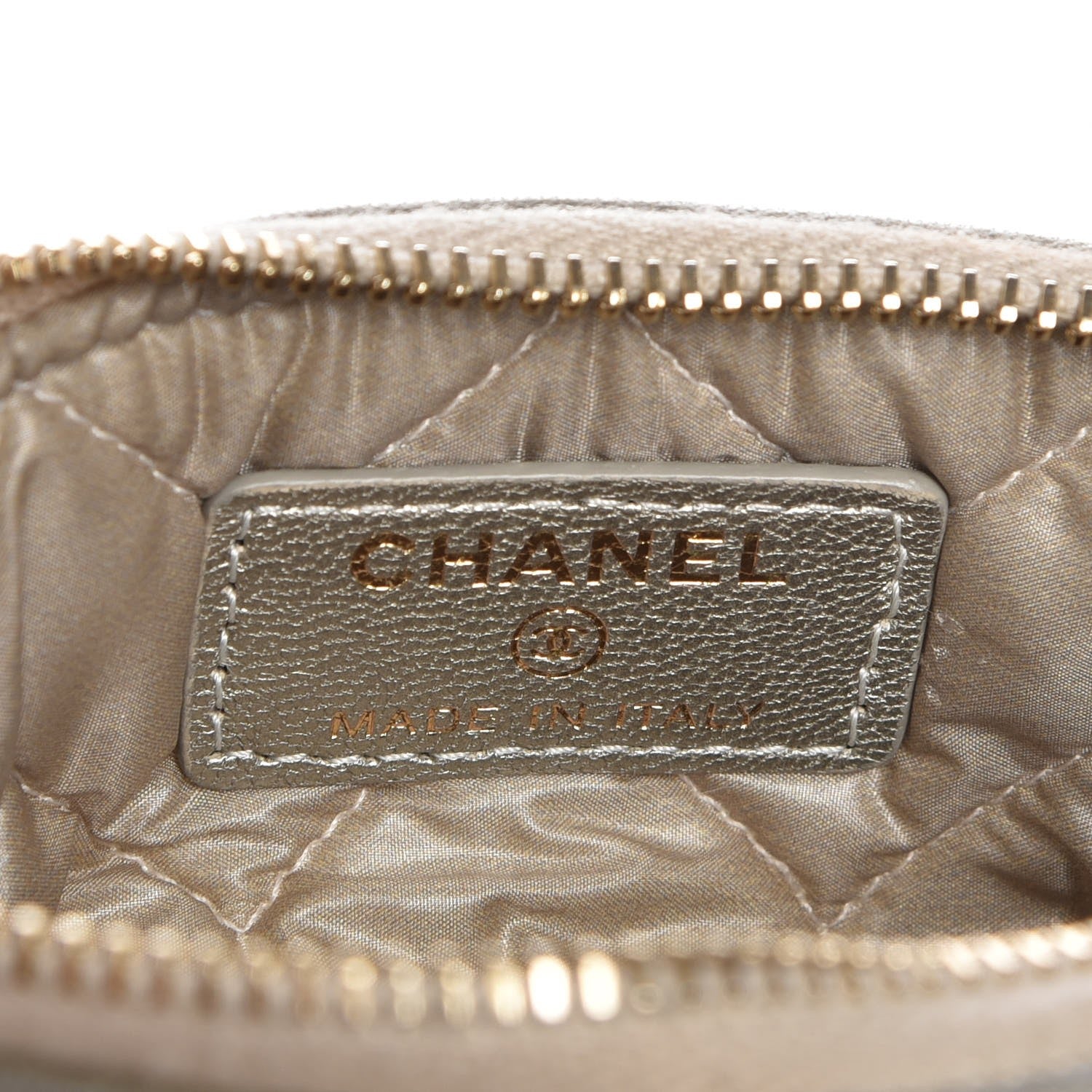 Chanel Metallic Sheepskin Chevron Quilted Small Vintage Mademoiselle Cosmetic Case Light Gold 6 of 8
