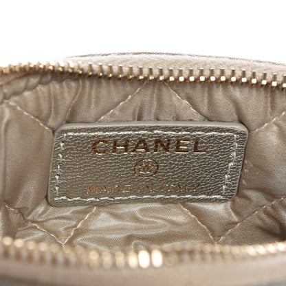 Chanel Metallic Sheepskin Chevron Quilted Small Vintage Mademoiselle Cosmetic Case Light Gold 6 of 8
