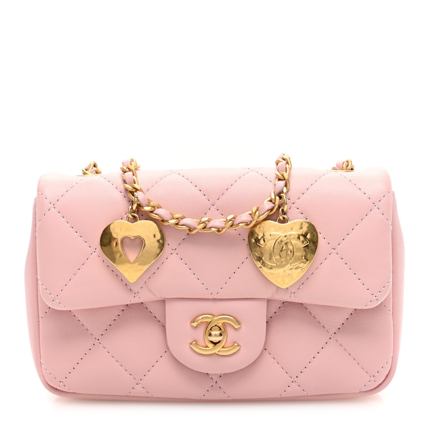 Chanel Lambskin Quilted Mini Heart Charms Flap Light Pink 1 of 9