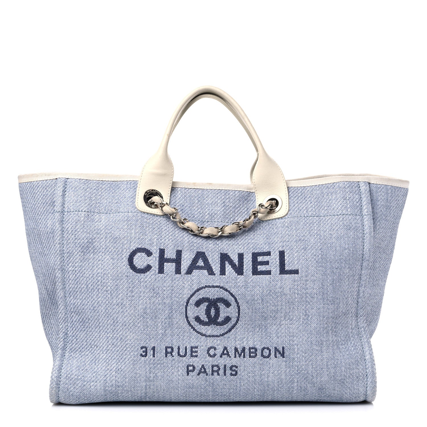 Chanel Canvas Medium Deauville Tote Denim Blue 1 of 14
