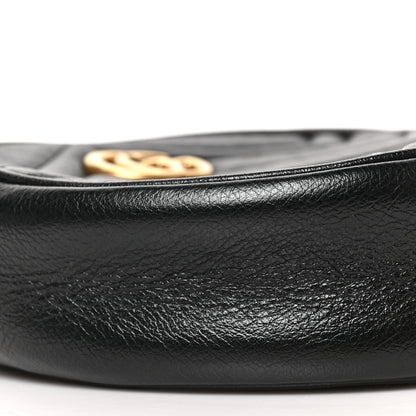 Gucci Azalea Calfskin Matelasse Heart Mini GG Marmont Round Shoulder Bag Black 8 of 9