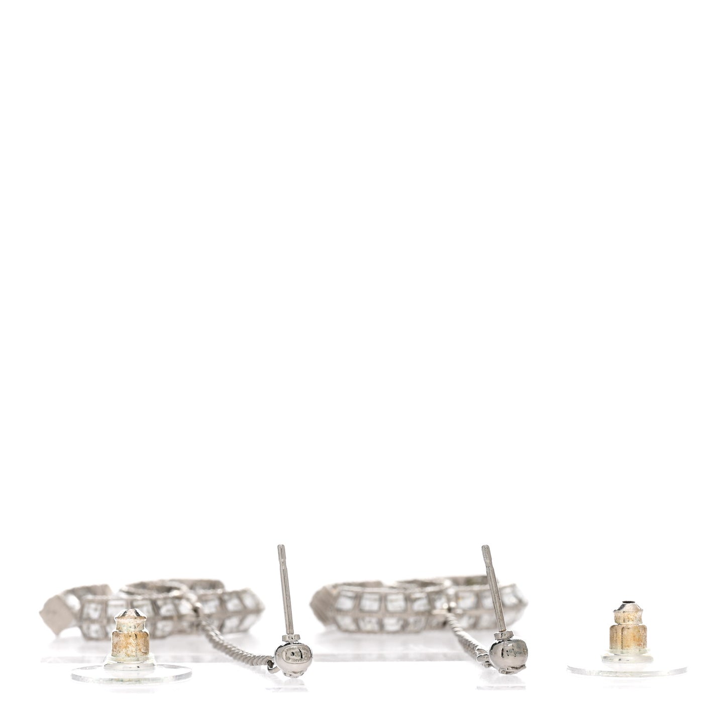 Baguette Crystal CC Drop Earrings Silver