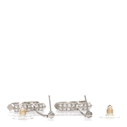 Chanel Baguette Crystal CC Drop Earrings Silver 3 of 5